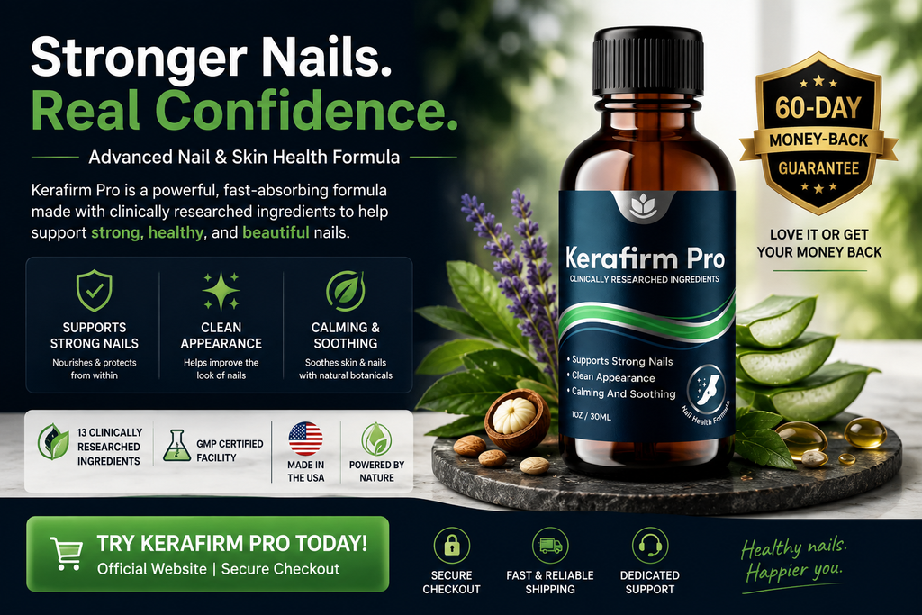 Kerafirm Pro nail and skin formula with 60-day money-back guarantee and natural ingredients