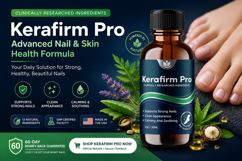Kerafirm Pro nail and skin applicator formula with 13 ingredients and 60-day money-back guarantee